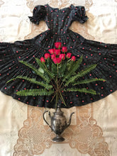 Load image into Gallery viewer, Incredible 1950’s vintage black heart print calico dress
