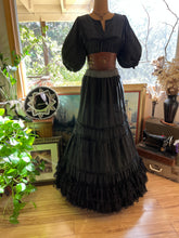 Load image into Gallery viewer, Outrageous 1970’s Vintage Black Cotton Ruffle Dress by Fernando Huertas