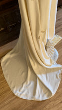 Load image into Gallery viewer, 1960’s Vintage Ivory Linen and Fern Lace Shift Dress and Trained Vest Bridal Set