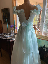 Load image into Gallery viewer, 1970’s Vintage Ice Blue Striped Voile Dress by Roberta