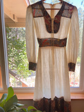 Load image into Gallery viewer, 1970’s vintage crepe and batik cotton dress by Vicky Vaughn