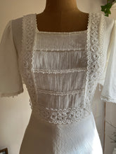 Load image into Gallery viewer, 1970’s Vintage Dreamy Ivory Crepe Flutter Sleeve Maxi dress