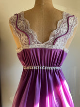 Load image into Gallery viewer, 1970’s Vintage Amethyst Purple Nylon Babydoll Chemise by Pride ‘N’ Joi of California