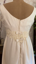 Load image into Gallery viewer, 1960’s Vintage Ivory Linen and Fern Lace Shift Dress and Trained Vest Bridal Set