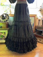 Load image into Gallery viewer, Outrageous 1970’s Vintage Black Cotton Ruffle Dress by Fernando Huertas