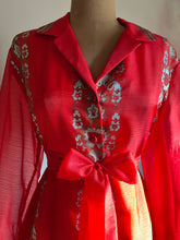 Load image into Gallery viewer, 1970’s Vintage Silver and Gold Print Hostess Dress by Alfred Shaheen