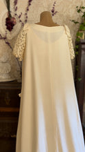 Load image into Gallery viewer, 1960’s Vintage Ivory Linen and Fern Lace Shift Dress and Trained Vest Bridal Set