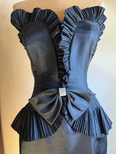 Load image into Gallery viewer, Dramatic 1980’s Vintage Black Karan Okada Wiggle Dress