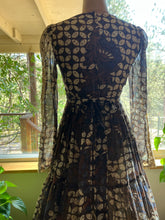 Load image into Gallery viewer, Autumn 1970’s vintage Batik Stain Glass Voile Gunne Sax Maxi Dress