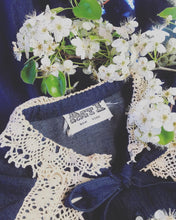 Load image into Gallery viewer, 1970’s vintage denim and crochet dress by Act 1