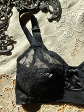 Load image into Gallery viewer, Perfect 1950’s Vintage Black Satin Bullet Bra - Flexaire by Flexees