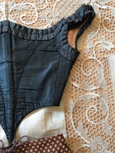 Load image into Gallery viewer, Antique Mourning black silk Swiss waist bodice
