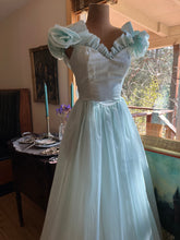 Load image into Gallery viewer, 1970’s Vintage Ice Blue Striped Voile Dress by Roberta