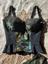 Load image into Gallery viewer, Designer 1960’s vintage Oleg Cassini Bustier Longline Bra and Garter Belt Set