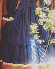 Load image into Gallery viewer, 1970’s vintage denim and crochet dress by Act 1