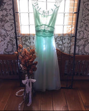 Load image into Gallery viewer, 1960’s Vintage mint green chiffon Vanity Fair peignoir nightgown and robe set