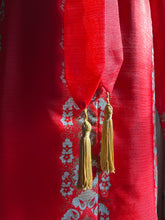 Load image into Gallery viewer, 1970’s Vintage Silver and Gold Print Hostess Dress by Alfred Shaheen