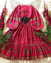 Load image into Gallery viewer, Vintage block print ballon sleeve dress