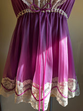 Load image into Gallery viewer, 1970’s Vintage Amethyst Purple Nylon Babydoll Chemise by Pride ‘N’ Joi of California