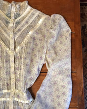 Load image into Gallery viewer, Sheer 1970’s vintage floral voile Gunne Sax midi dress