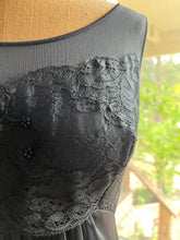 Load image into Gallery viewer, 1960’s vintage black chiffon and lace nightgown by Shadowline
