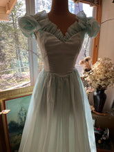 Load image into Gallery viewer, 1970’s Vintage Ice Blue Striped Voile Dress by Roberta