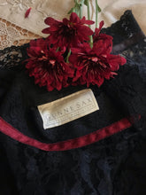 Load image into Gallery viewer, Authentic 1980’s vintage black lace Gunne Sax blouse