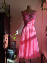 Load image into Gallery viewer, 1950’s Vintage Pink Chiffon Peignoir Nightgown and Robe Set by Vanity Fair