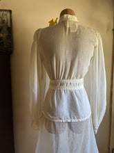 Load image into Gallery viewer, 1970's vintage cream voile and net lace Gunne Sax blouse