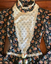 Load image into Gallery viewer, Authentic 1970’s vintage black calico Vicky Vaughn dress