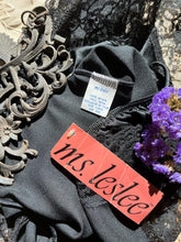 Load image into Gallery viewer, Deadstock 1980’s vintage Black Satin and Lace teddy by Ms Leslee