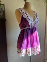Load image into Gallery viewer, 1970’s Vintage Amethyst Purple Nylon Babydoll Chemise by Pride ‘N’ Joi of California