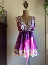 Load image into Gallery viewer, 1970’s Vintage Amethyst Purple Nylon Babydoll Chemise by Pride ‘N’ Joi of California