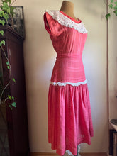 Load image into Gallery viewer, 1950’s Vintage Sheer Cotton and Lace dress by Vicky Vaughn Juniors