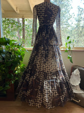 Load image into Gallery viewer, Autumn 1970’s vintage Batik Stain Glass Voile Gunne Sax Maxi Dress
