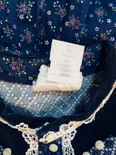Load image into Gallery viewer, Authentic 1970’s vintage navy calico Gunne Sax midi duster dress