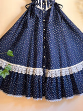 Load image into Gallery viewer, Authentic 1970’s vintage navy calico side tie Gunne Sax midi sundress