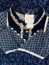 Load image into Gallery viewer, Authentic 1970’s vintage navy calico Gunne Sax midi duster dress