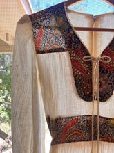 Load image into Gallery viewer, 1970’s vintage crepe and batik cotton dress by Vicky Vaughn