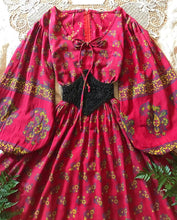 Load image into Gallery viewer, Vintage block print ballon sleeve dress
