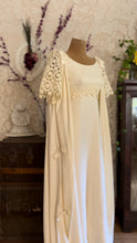Load image into Gallery viewer, 1960’s Vintage Ivory Linen and Fern Lace Shift Dress and Trained Vest Bridal Set