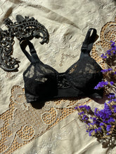 Load image into Gallery viewer, Perfect 1950’s Vintage Black Satin Bullet Bra - Flexaire by Flexees