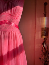 Load image into Gallery viewer, 1950’s Vintage Pink Chiffon Peignoir Nightgown and Robe Set by Vanity Fair
