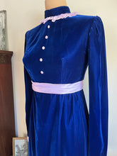 Load image into Gallery viewer, Sale~ Gorgeous 1960’s Vintage Cobalt Blue Velvet Maxi Dress