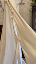 Load image into Gallery viewer, 1960’s Vintage Ivory Linen and Fern Lace Shift Dress and Trained Vest Bridal Set