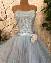 Load image into Gallery viewer, Darling 1950’s vintage birds egg blue tulle and lace gown