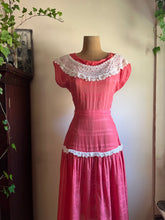 Load image into Gallery viewer, 1950’s Vintage Sheer Cotton and Lace dress by Vicky Vaughn Juniors