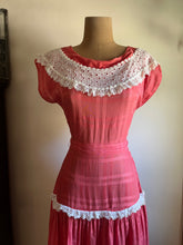 Load image into Gallery viewer, 1950’s Vintage Sheer Cotton and Lace dress by Vicky Vaughn Juniors