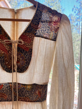 Load image into Gallery viewer, 1970’s vintage crepe and batik cotton dress by Vicky Vaughn