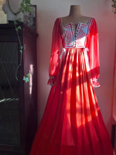 Load image into Gallery viewer, Rare Authentic 1970’s Vintage Rust Satin Rumak Dress